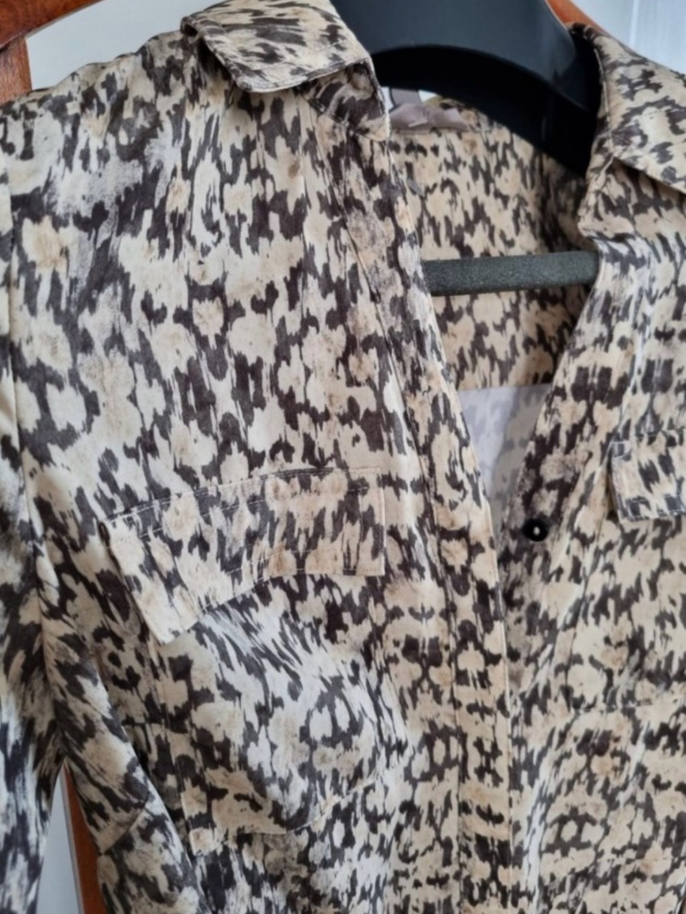 Women’s Brown & Cream Printed Shirt Dress with Tie Waist